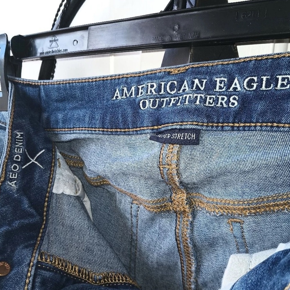 Rare American Eagle Outfitters Graffiti Patch Denim X Jeggings Size 14 R - Picture 5 of 11